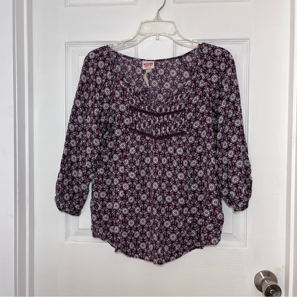 Mossimo Supply Co. Purple Patterned Blouse